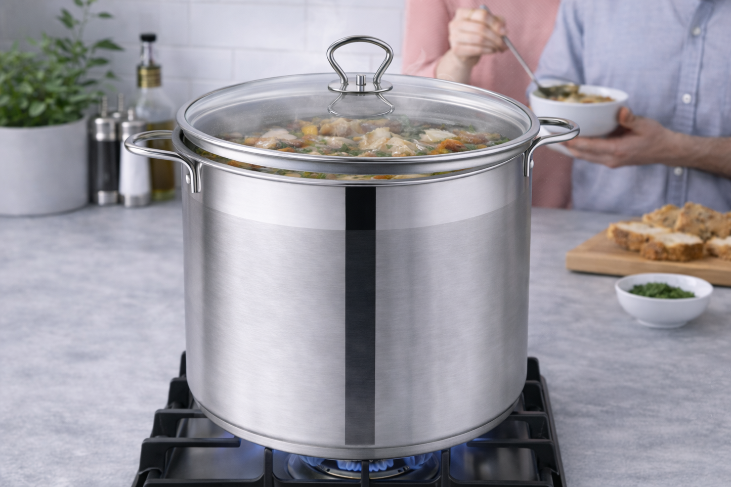 Oala Inox Royalty Line 40 x 27 cm, 30L, Capac din Sticla Termorezistenta