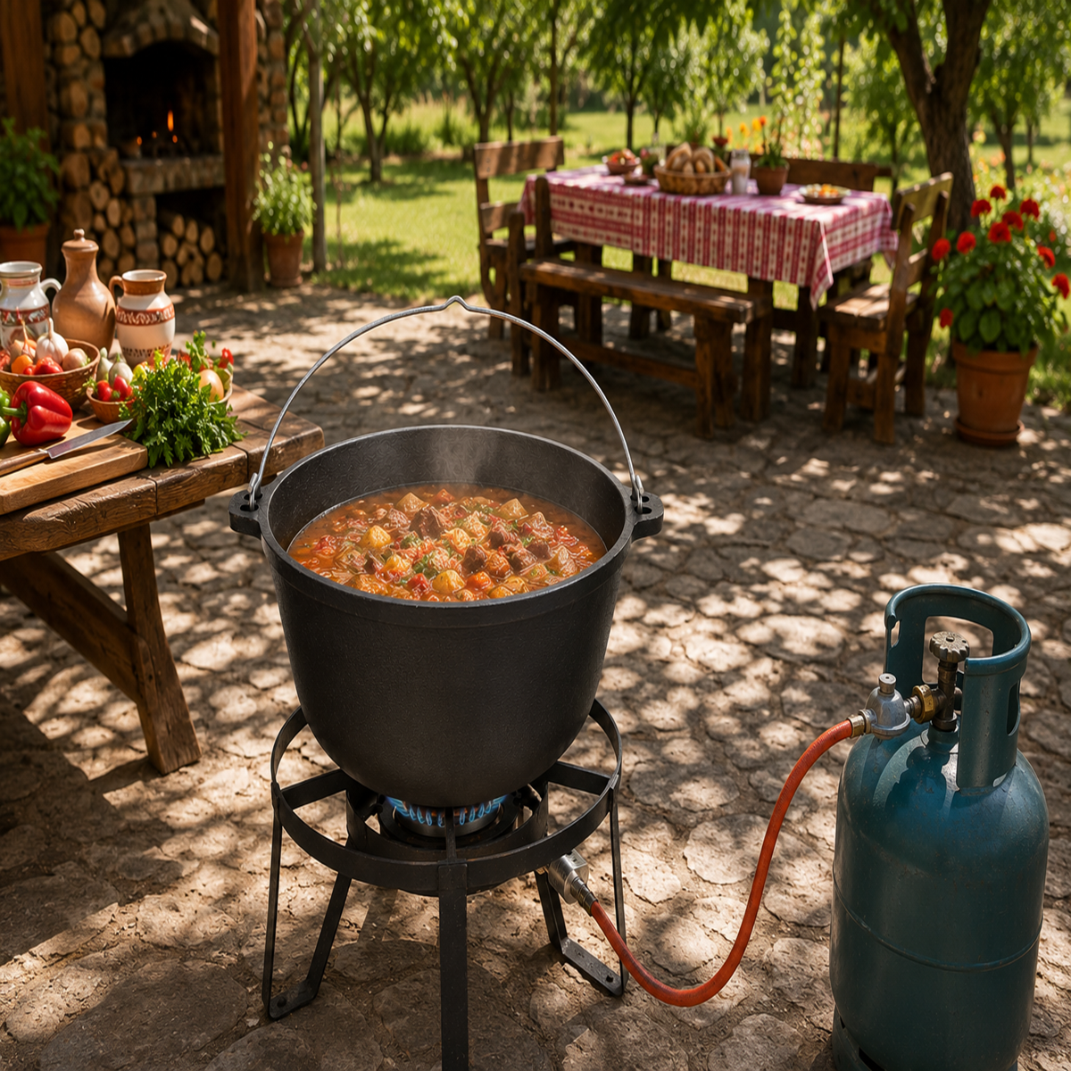 Ceaun Fonta Bruta 13L pentru Gatit Traditional la Foc sau Gaz