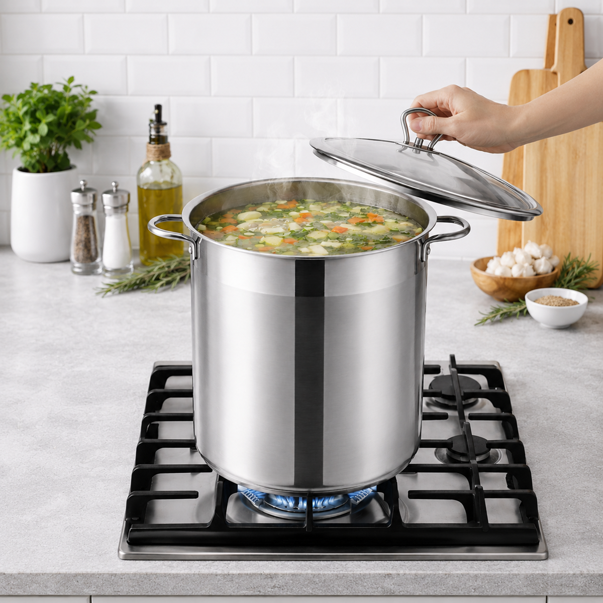 Oala Inox Royalty Line 38 x 26 cm cu Capac Metalic, Capacitate Mare