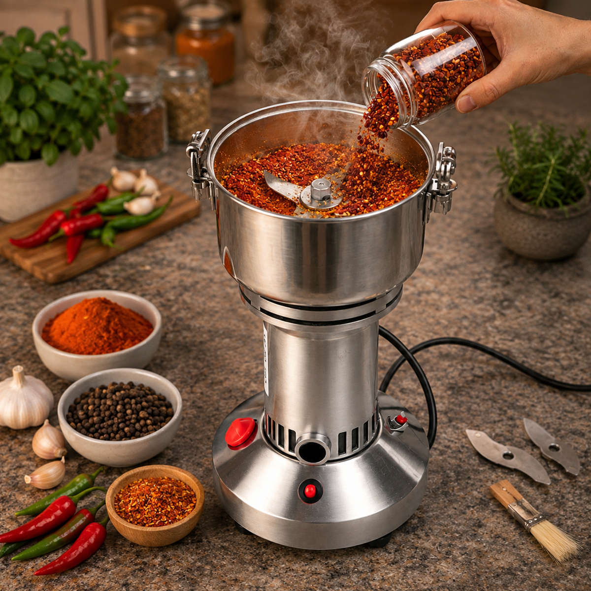 Rasnita Electrica Inox 250g, 1200W, pentru Cereale, Condimente si Cafea