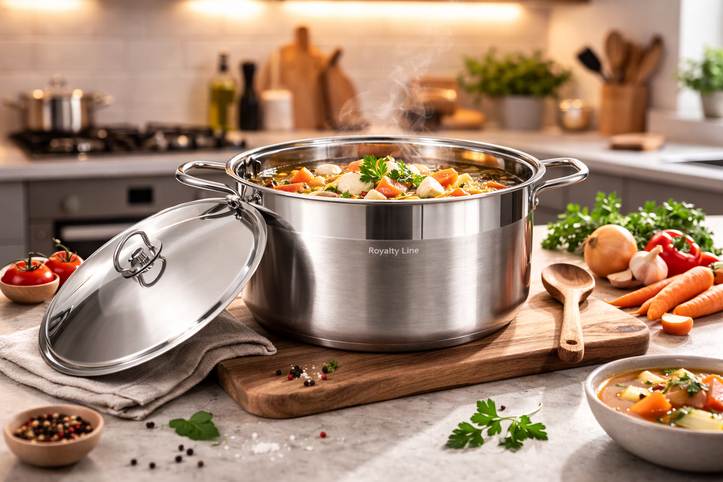Cratita Inox Royalty Line 36 x 14 cm, 8L, Capac Metalic