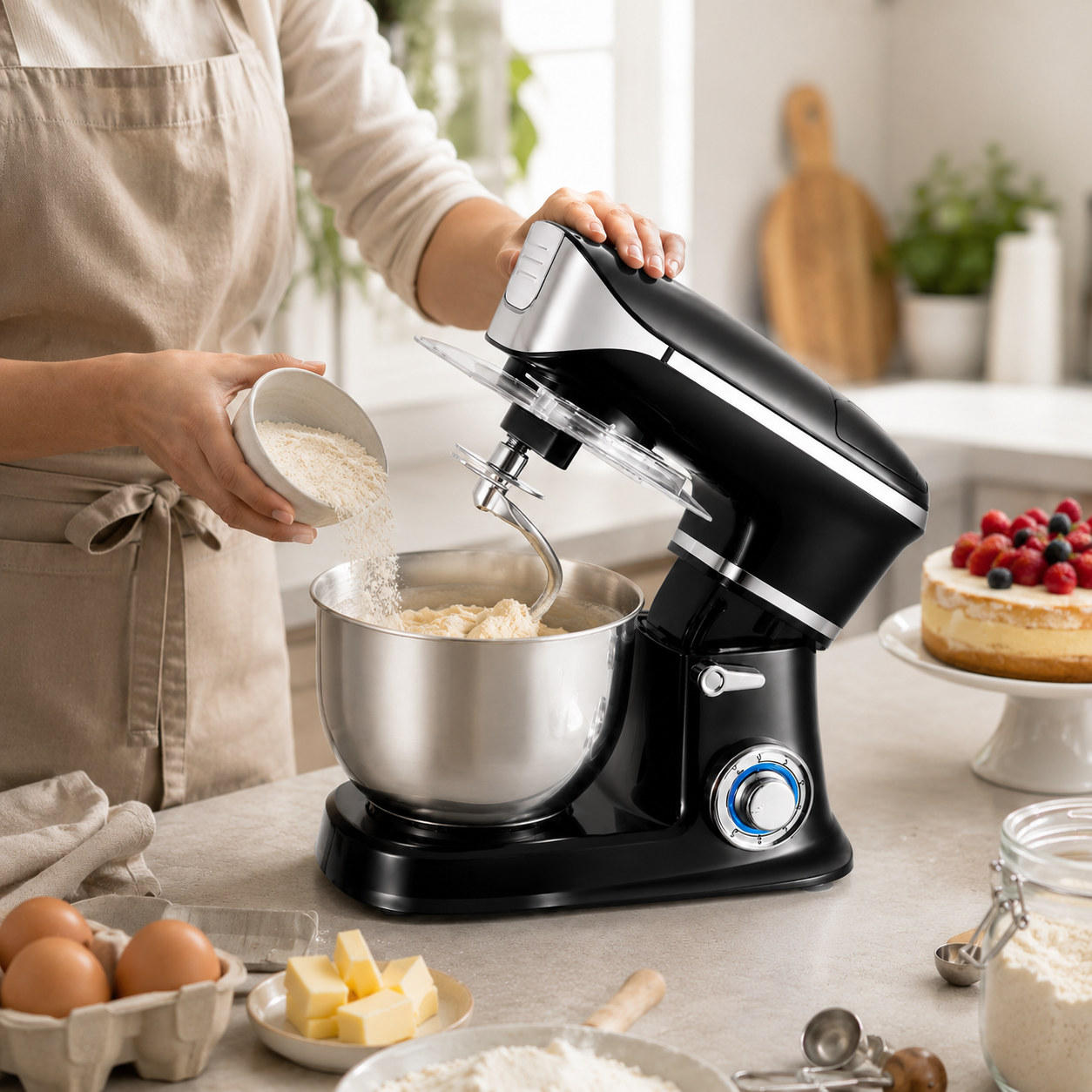 Mixer electric cu bol 5.5 litri din otel inoxidabil 1600W
