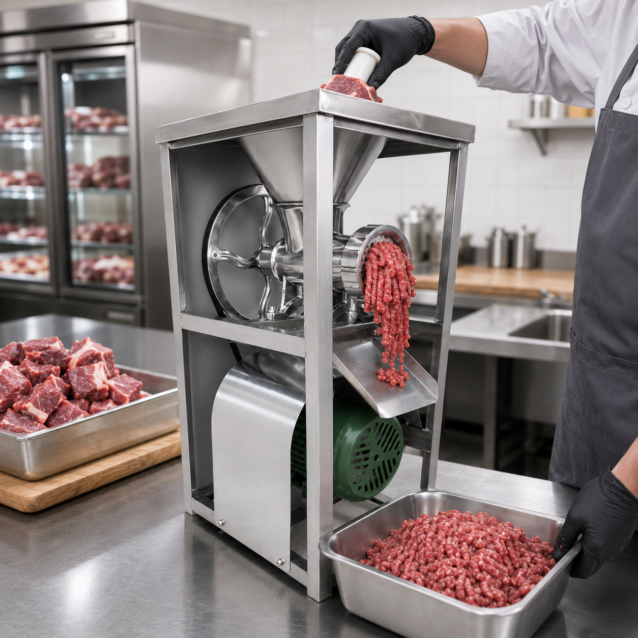 Masina Tocat Carne Poland 1.5 KW din Aluminiu cu Suport Inox