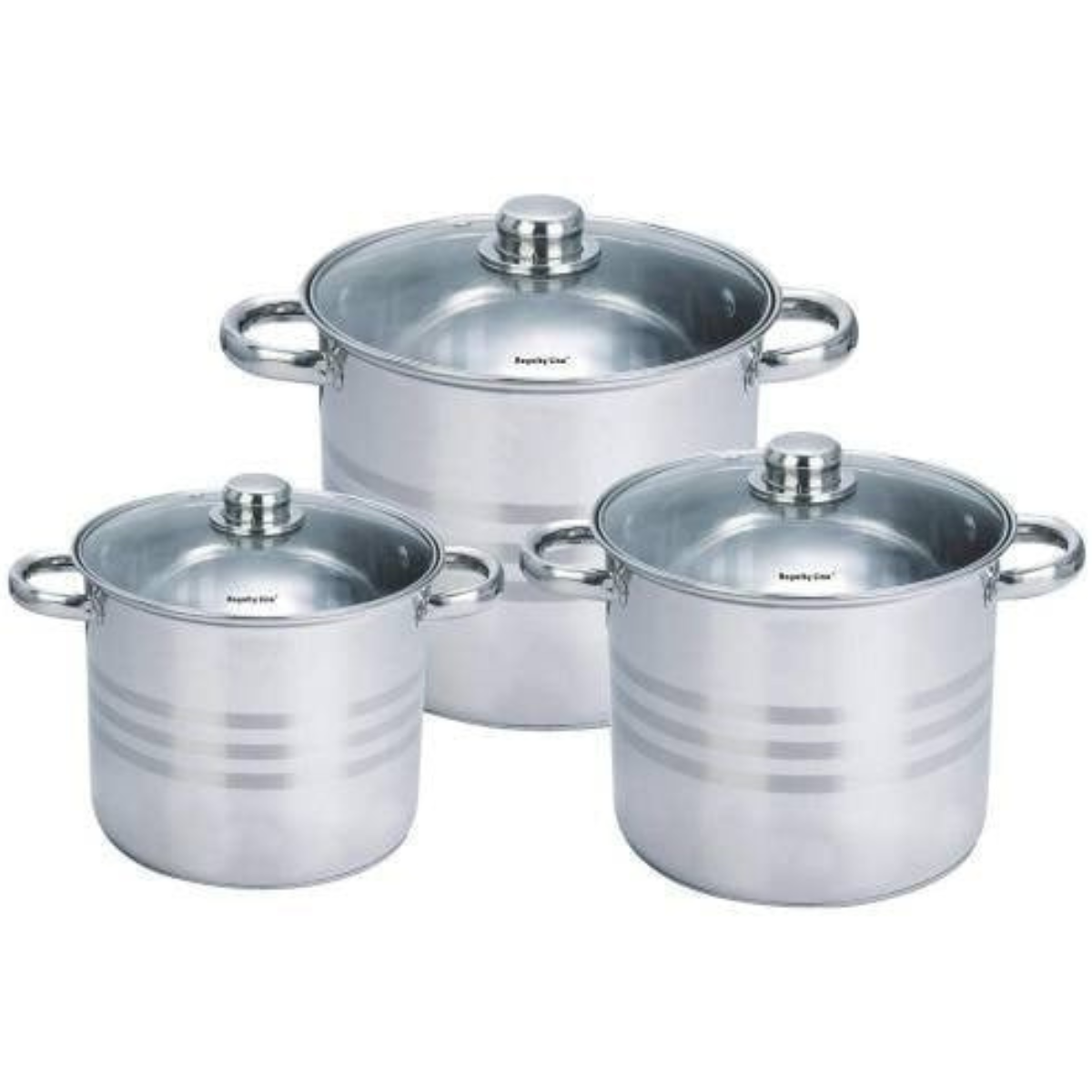 Set 3 oale inox cu capac, 11.1 litri, 13.5 litri, 16.2 litri -Royalty Line