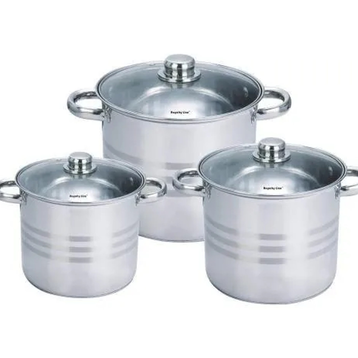 Set 3 oale inox cu capac, 8.8 litri, 10.6 litri, 6.8 litri- Royalty Line
