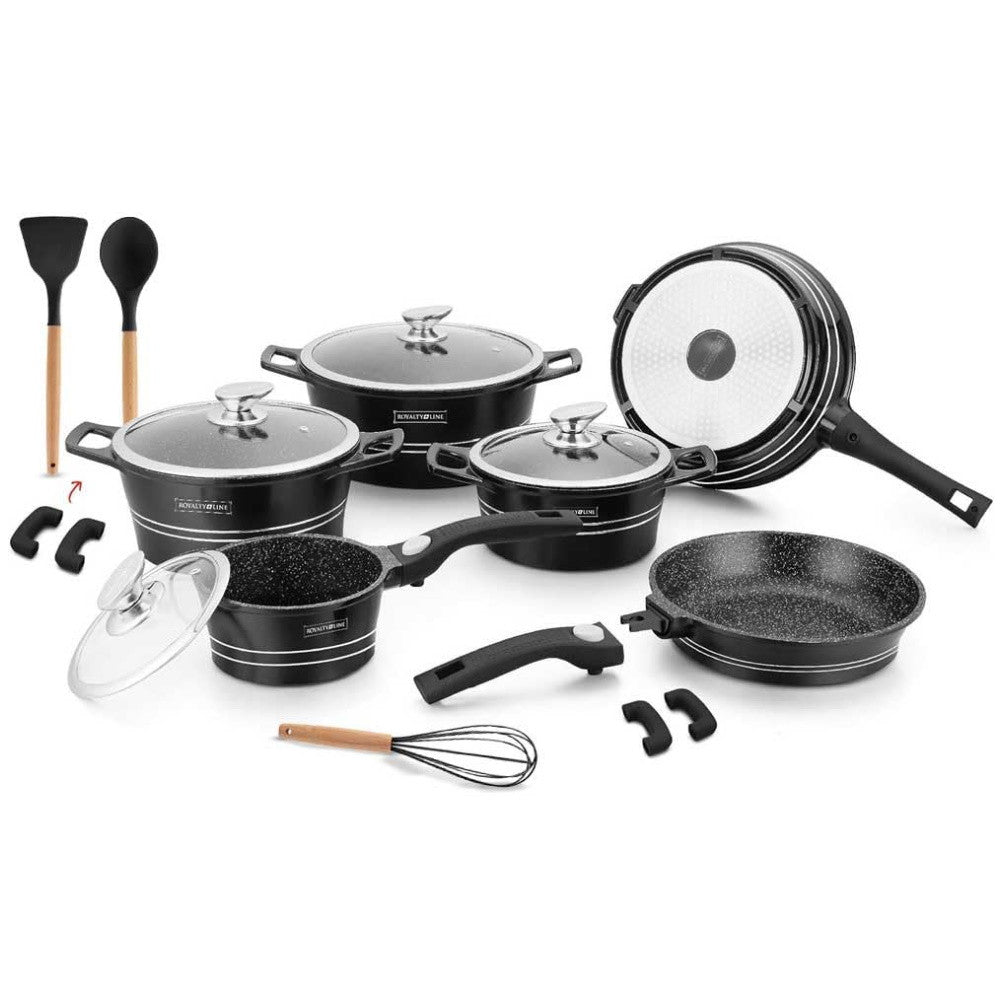 Mixer planetar Royalty Line Negru, 17 piese, Placare cu marmura, Inductie, Negru