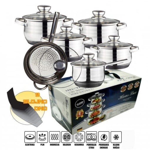 Set oale complect 12 piese din inox cu capac Haus Lux