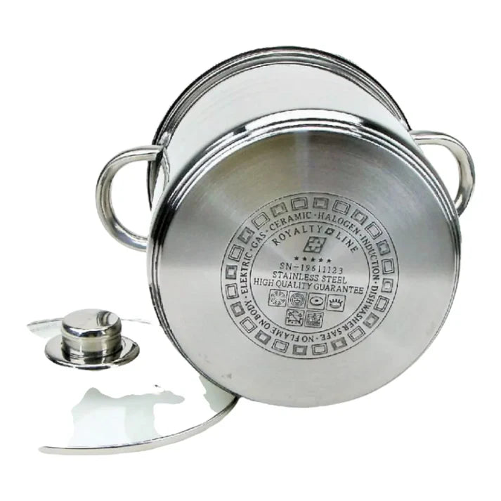 Set 3 oale cu capace, 8.8L, 10.6L, 12.6L Royalty Line Inox Inductie