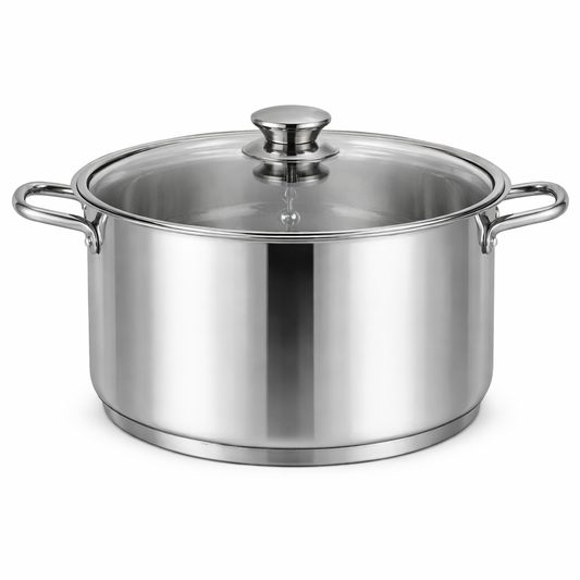 Cratita Inox Royalty Line 14L, 38 x 15 cm, Capac din Sticla Termorezistenta