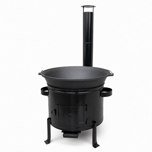 Ceaun Fonta 30L cu Focar 45 cm si Horn pentru Gatit Traditional