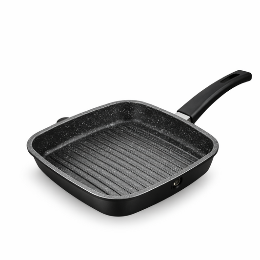 Tigaie Grill Patrata 24 cm, Antiaderenta Marble, Compatibila Inductie