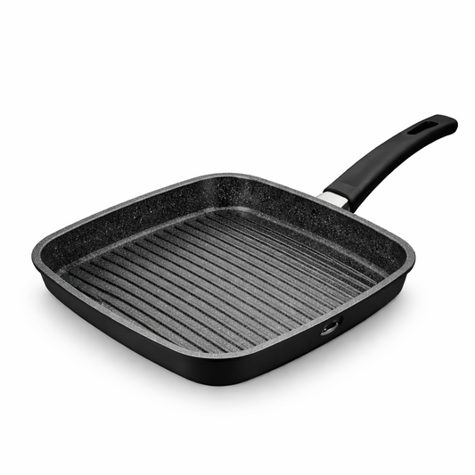 Tigaie Grill Patrata 28 cm, Antiaderenta Marble, Compatibila Inductie