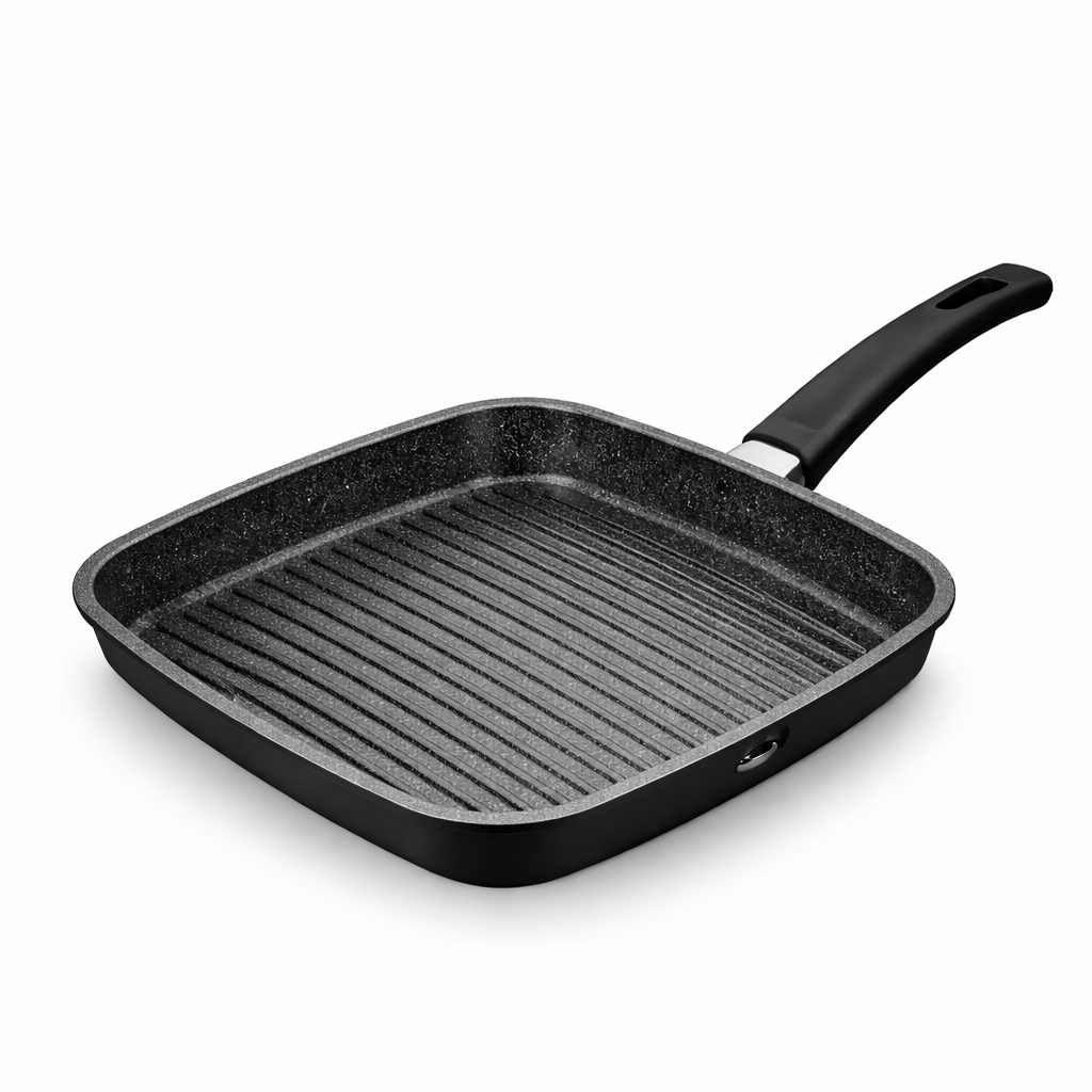 Tigaie Grill Patrata 28 cm, Antiaderenta Marble, Compatibila Inductie