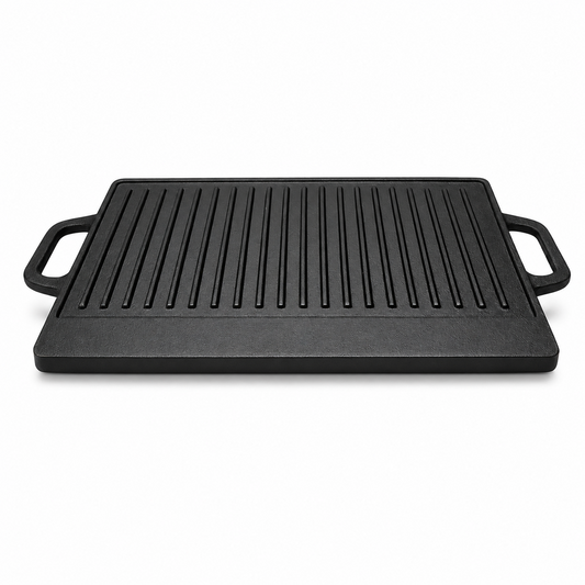 Plita Grill din Fonta 50x23 cm cu Manere, Suprafata Striata