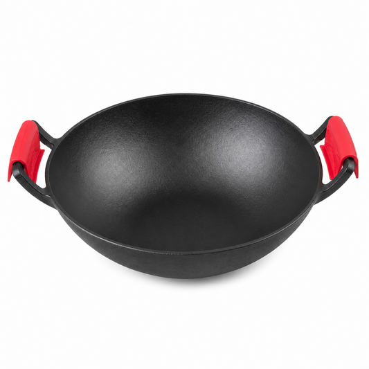 WOK din Fonta 36 cm cu Manere, pentru Gatit si Sotare