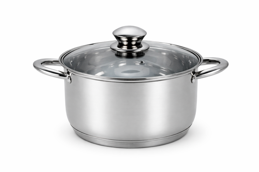 Oala Inox 1.8L, 16 cm, Capac Sticla Termorezistenta, Compatibila Inductie