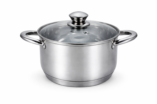 Oala Inox 2.6L, 18 cm, Capac Sticla Termorezistenta, Compatibila Inductie