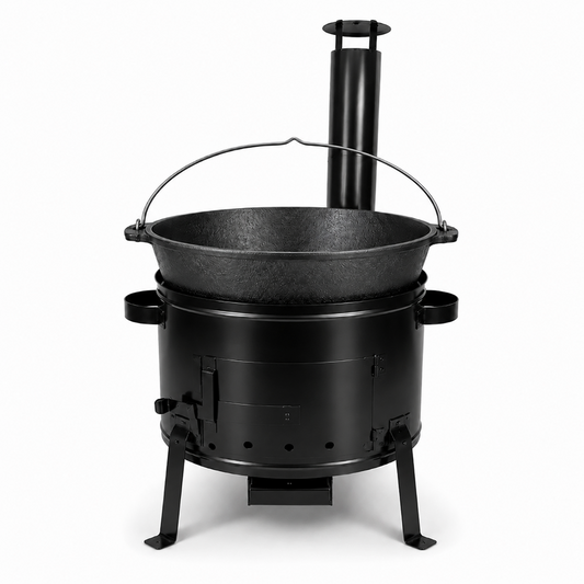Set Ceaun Fonta Bruta 16L cu Focar 36 cm si Horn pentru Gatit