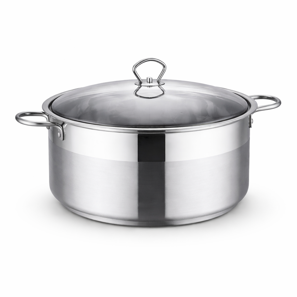 Oala Inox 10L, 36 x 14 cm, Capac Sticla Termorezistenta, Royalty Line