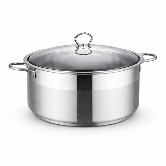 Oala Inox 10L, 36 x 14 cm, Capac Sticla Termorezistenta, Royalty Line