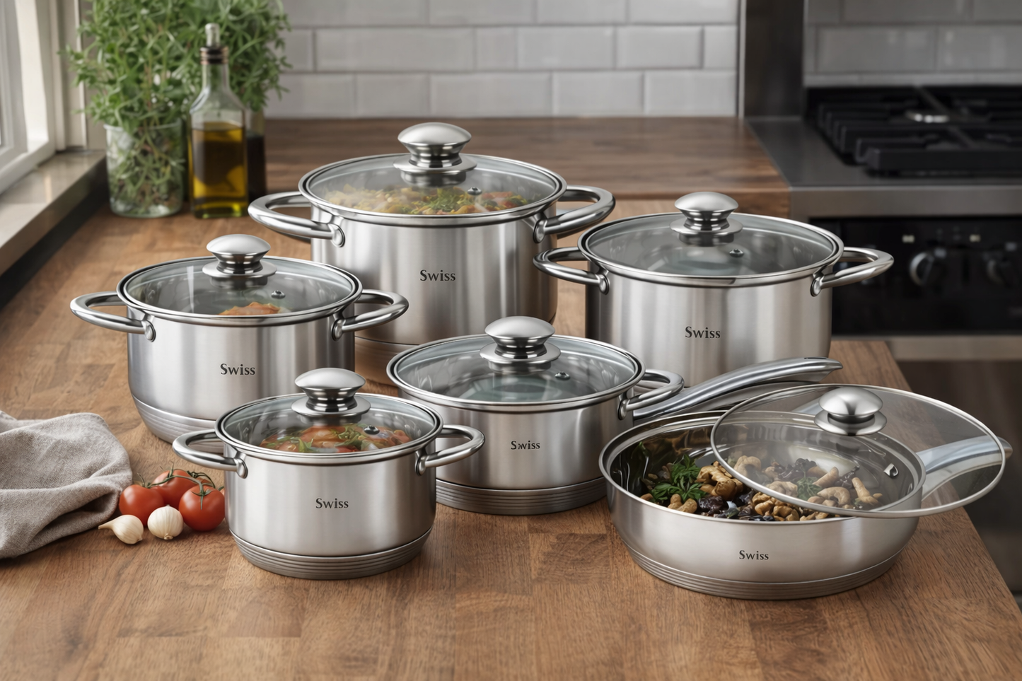 Set Oale Inox Swiss Zurich Extra Jumbo, 12 Piese, Inox 18/10, Compatibil Inductie