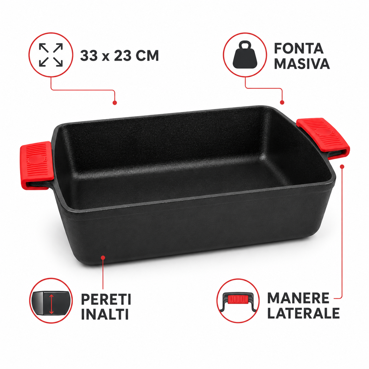 Tava Fonta Xelon 33x23 cm pentru Cuptor cu Manere Protejate