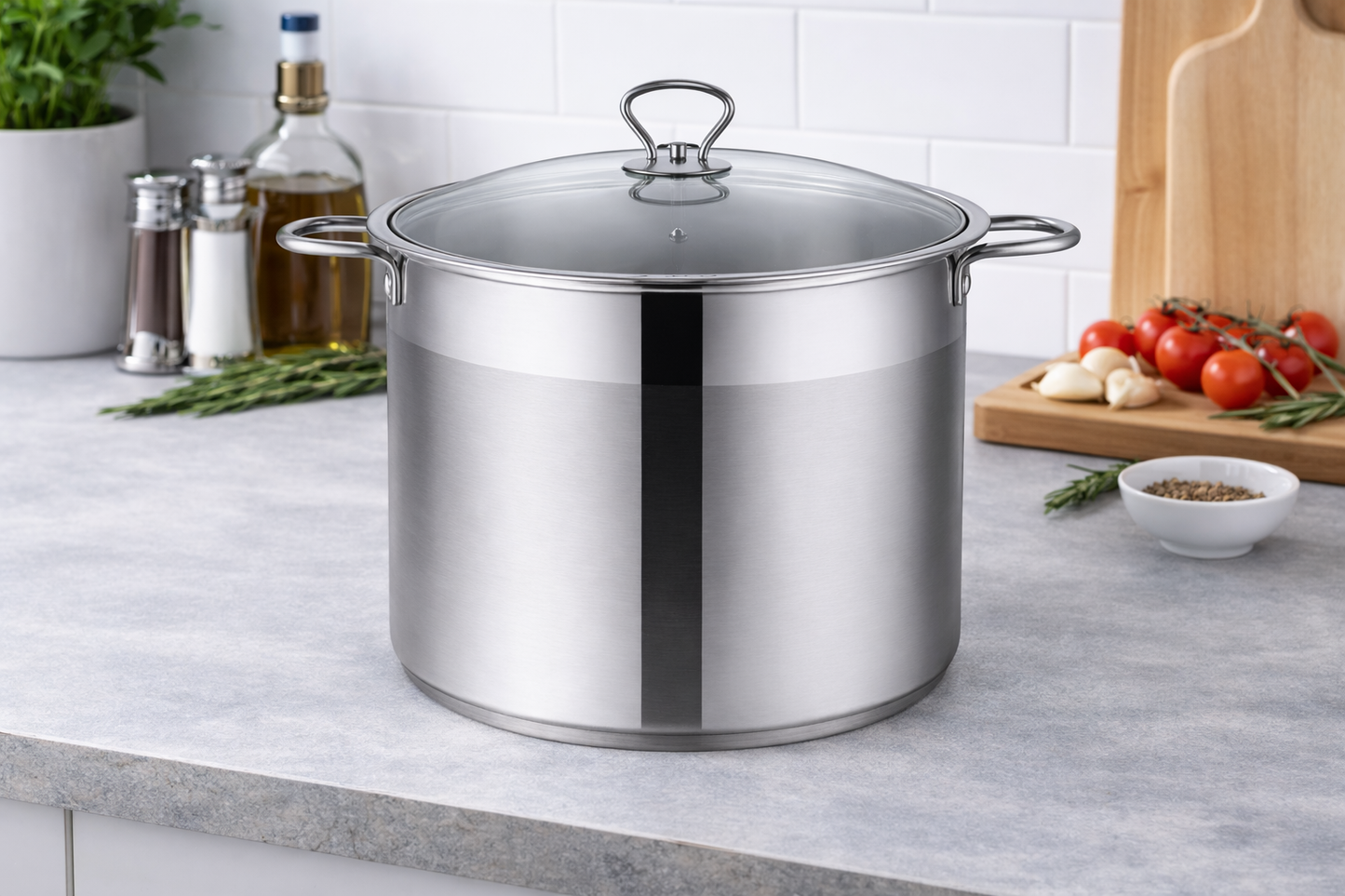 Oala Inox Royalty Line 36 x 25 cm, 22L, Capac din Sticla Termorezistenta