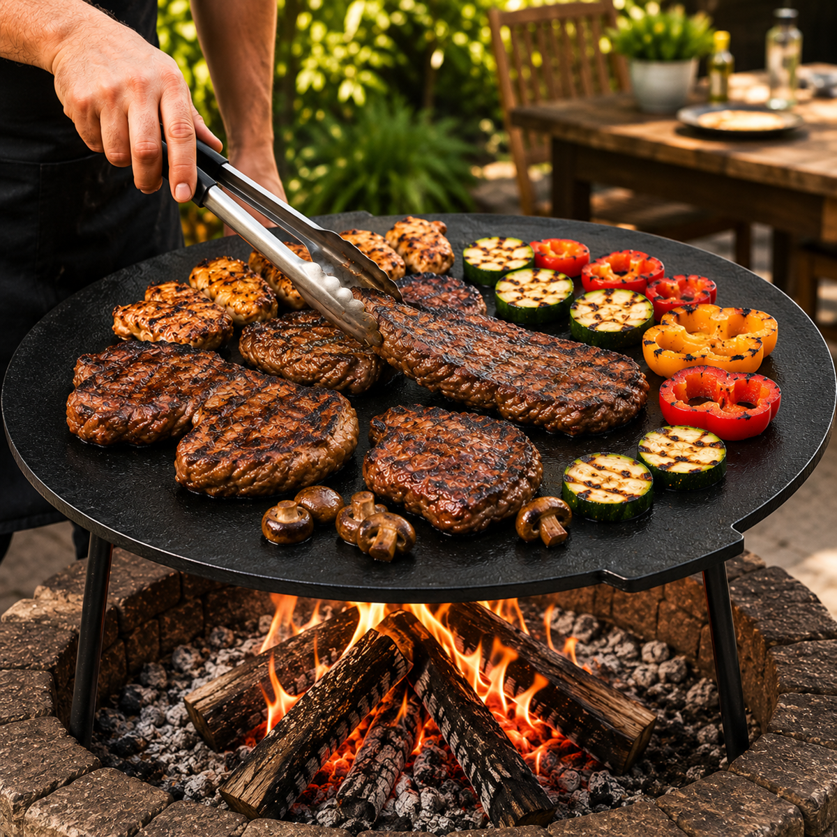 Disc Gratar Fonta Xelon 44 cm cu Picioare pentru Gatit la Foc