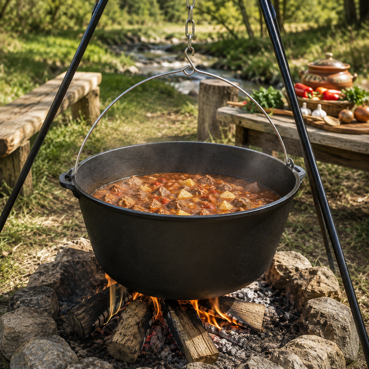 Ceaun Fonta 30L pentru Gatit Traditional la Foc sau Aragaz