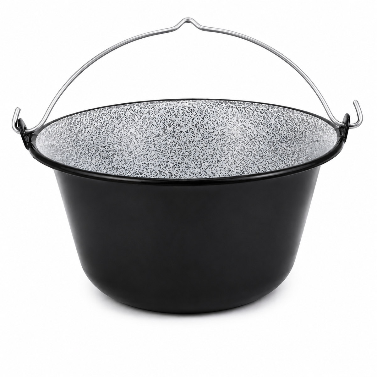 Ceaun Emailat 20 L din Metal, Interior Emailat, Negru & Gri