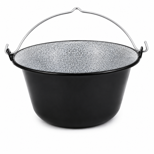 Ceaun Emailat 20 L din Metal, Interior Emailat, Negru & Gri