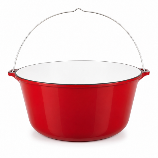 Ceaun din Fonta Emailata Rosie 30 L, Diametru 49 cm