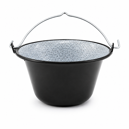 Ceaun Emailat 10 L din Metal, Interior Emailat, Negru & Gri