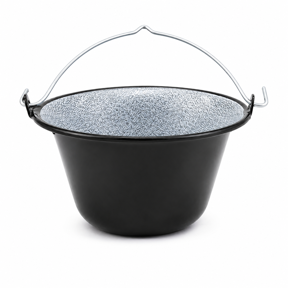 Ceaun Emailat 13 L din Metal, Interior Emailat, Negru & Gri