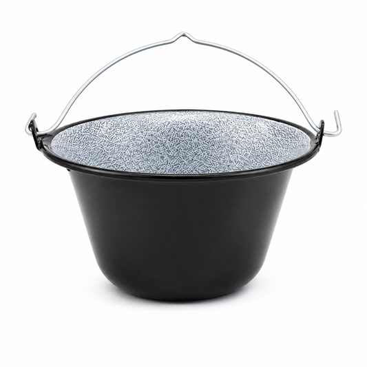 Ceaun Emailat 13 L din Metal, Interior Emailat, Negru & Gri