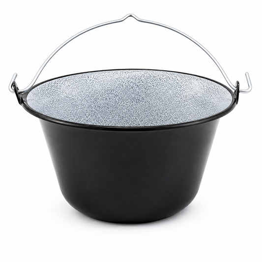 Ceaun Emailat 16 L din Metal, Interior Emailat, Negru & Gri