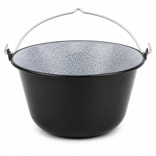 Ceaun Emailat 50 L din Metal, Interior Emailat, Negru & Gri