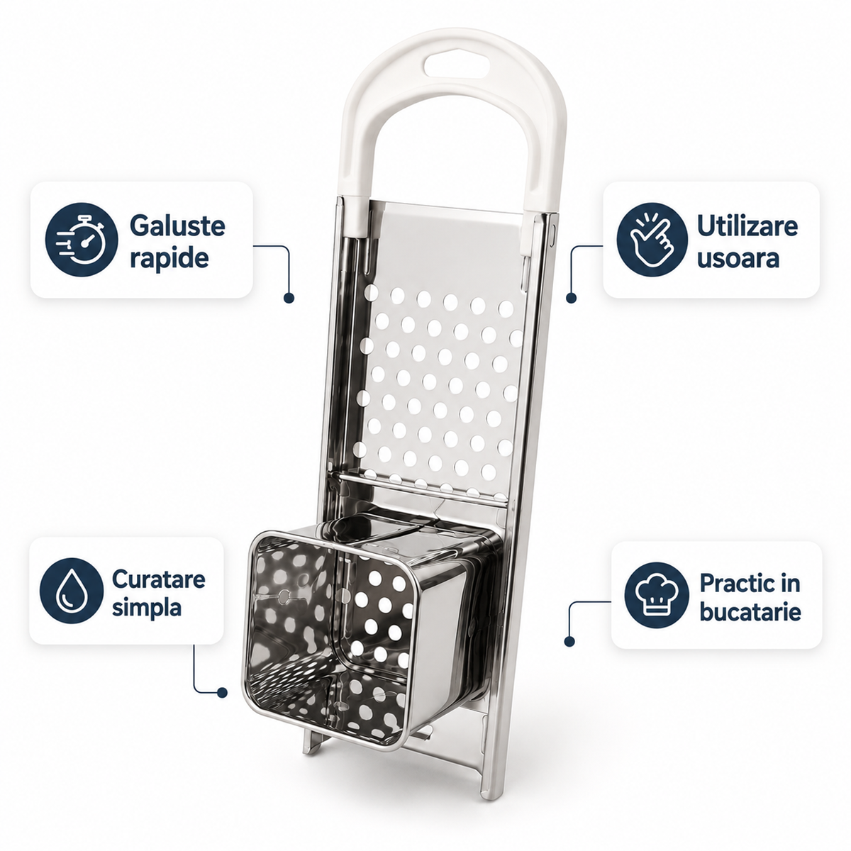 Razatoare pentru Galuste din Inox cu Recipient Glisant si Maner