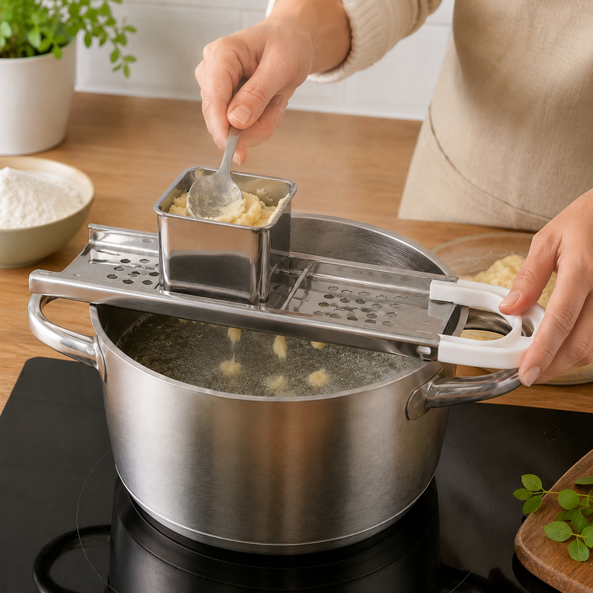 Razatoare pentru Galuste din Inox cu Recipient Glisant si Maner