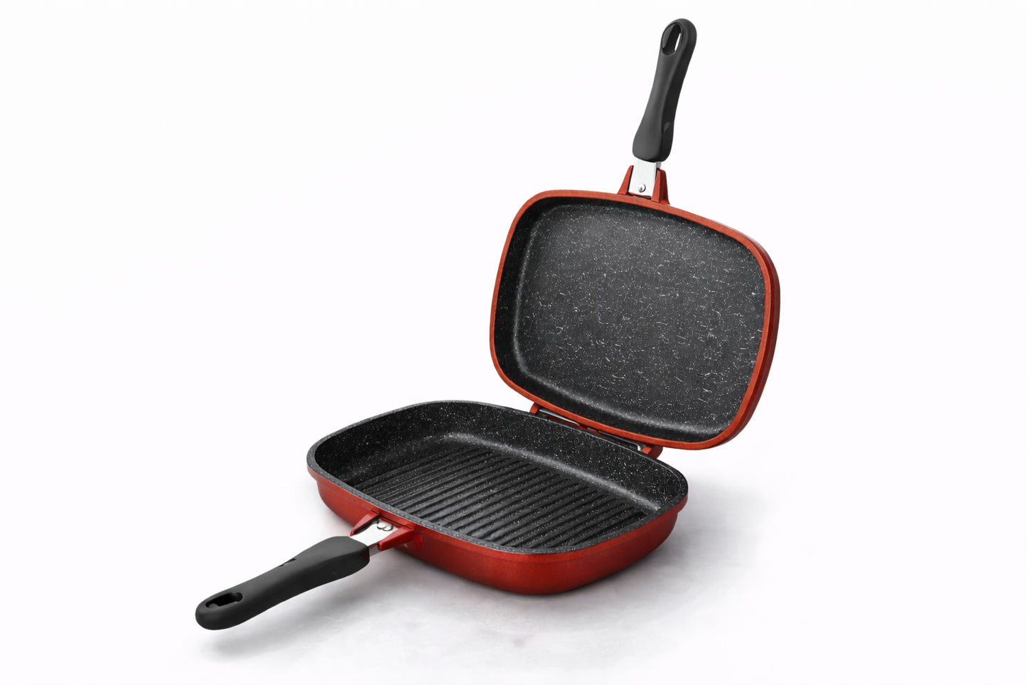 Tigaie Grill Dubla 34 cm, Aluminiu Turnat, Marmura Antiaderenta