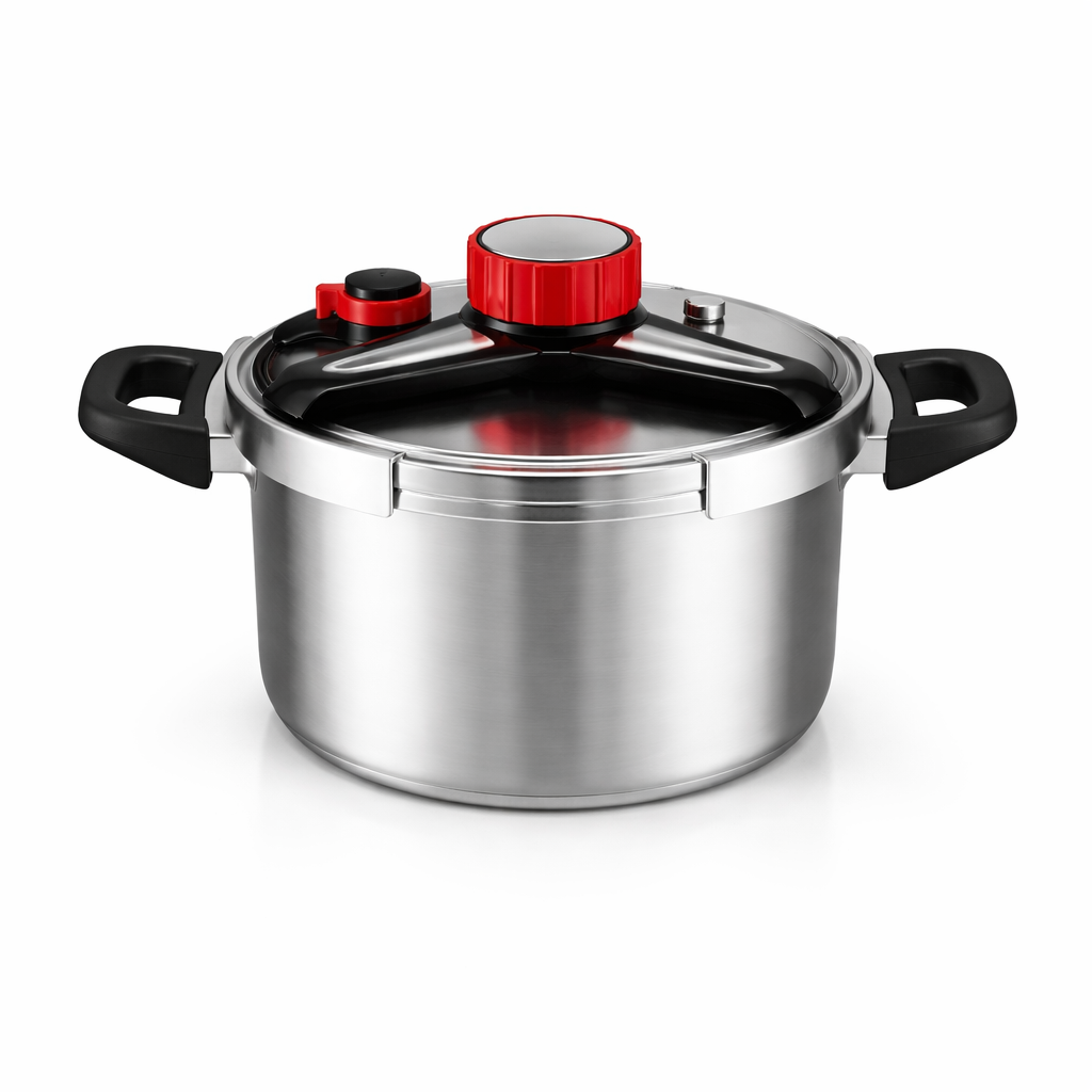 Oala Sub Presiune Inox 5 Litri, 22 cm, Compatibila cu Toate Tipurile de Plite