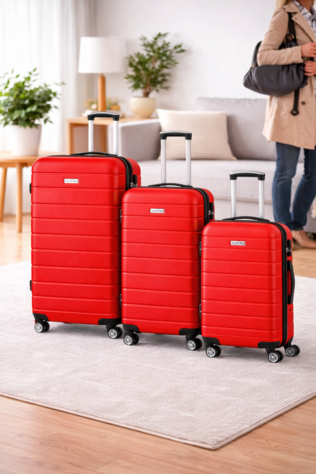 Set de trolere rigide Royalty Line, 3 piese, rosu