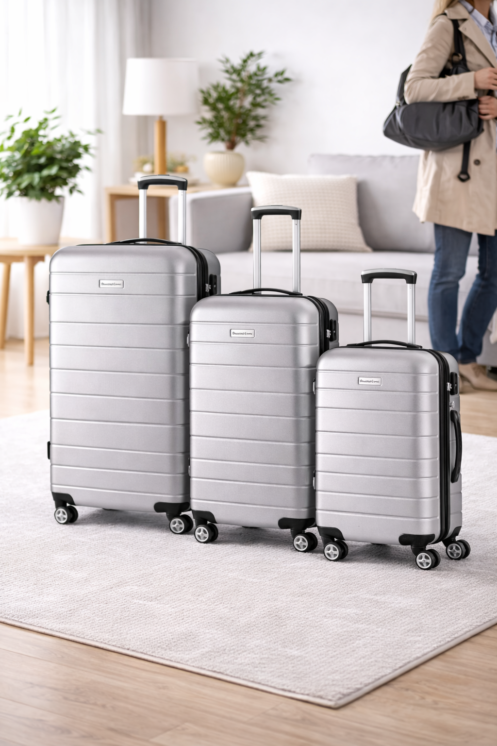 Set 3 valize trolere Royalty Line / volum 40, 63, 95 l / ABS / argintiu