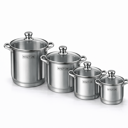Set Oale Inox Premium 8 Piese, Capace Sticla Termorezistenta, Royalty Line