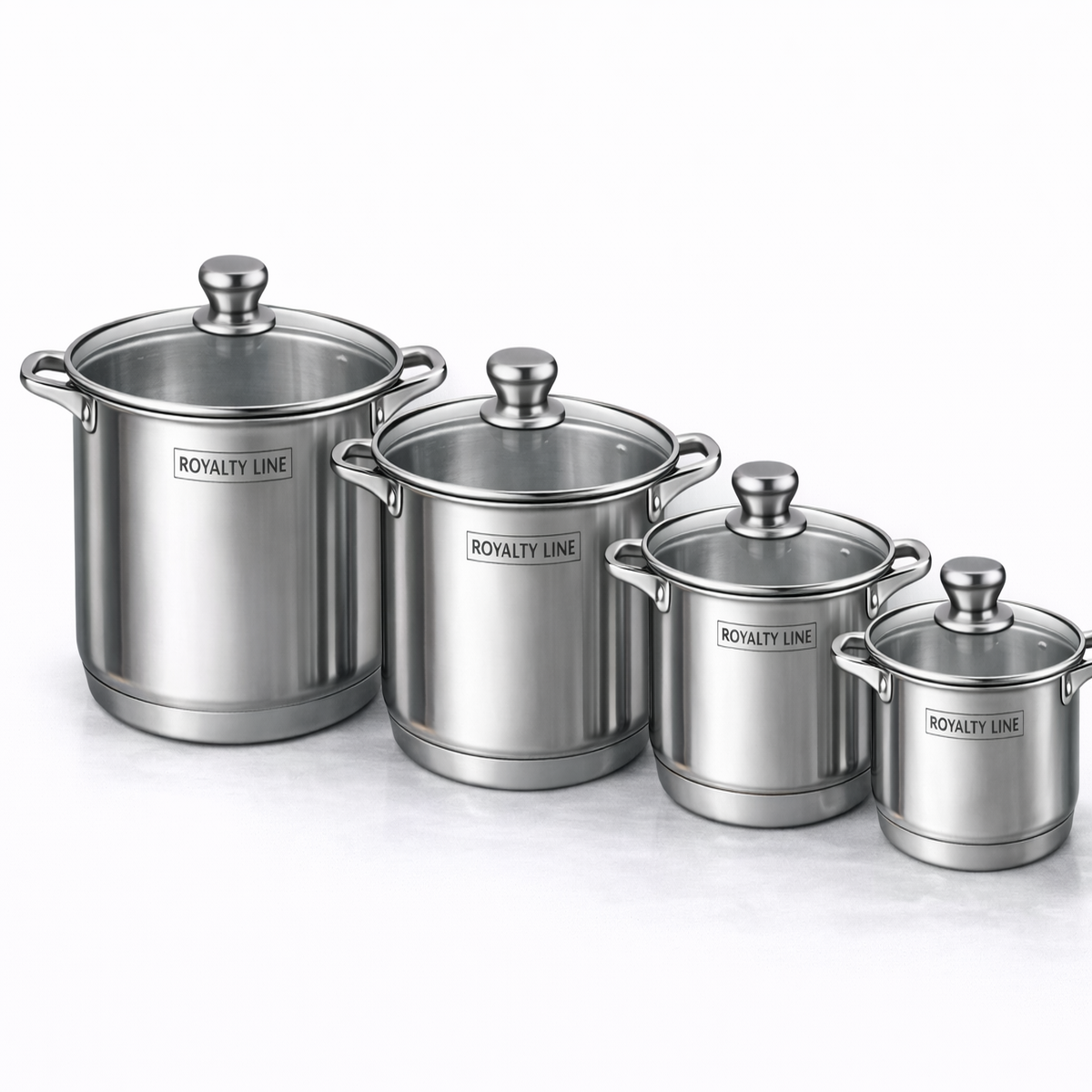 Set Oale Inox Premium 8 Piese, Capacitate Mare, Capace Sticla Termorezistenta, Royalty Line