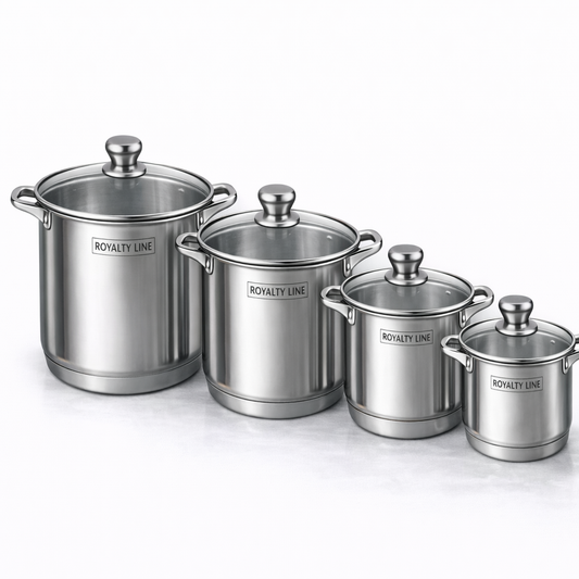 Set Oale Inox Premium 8 Piese, Capacitate Mare, Capace Sticla Termorezistenta, Royalty Line