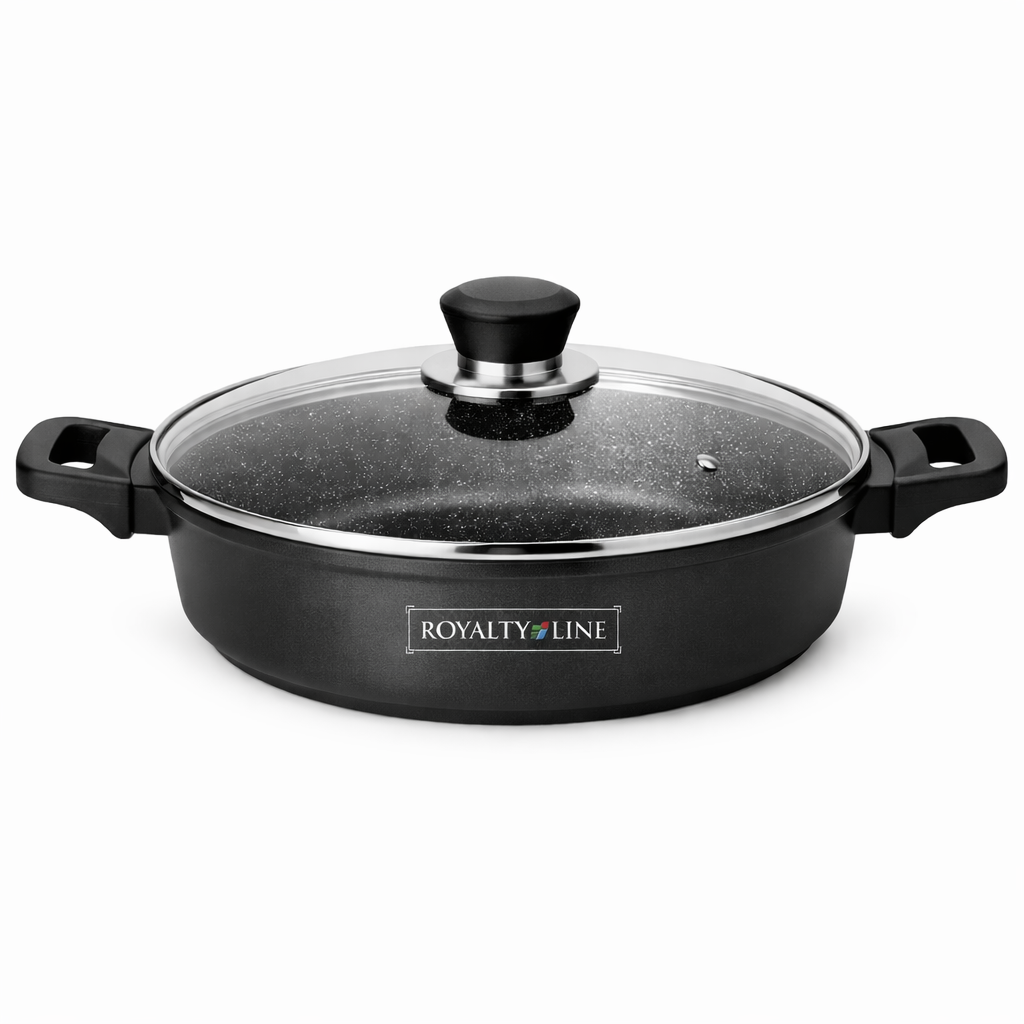 Oala Joasa din Aluminiu Turnat 30 cm, 4.8L, Capac Sticla, Royalty Line