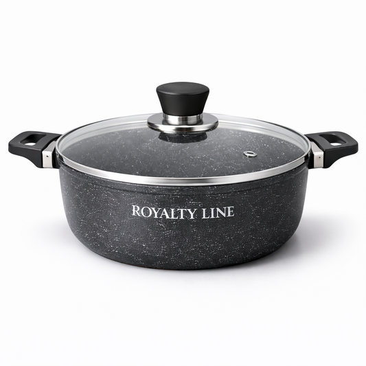 Oala din Aluminiu Turnat 24 cm, 3.8L, Capac Sticla, Royalty Line