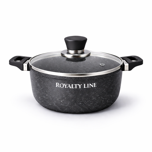 Oala din Aluminiu Turnat 20 cm, 2.5L, Capac Sticla, Royalty Line