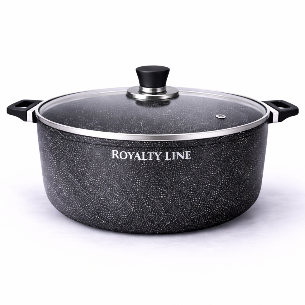 Oala din Aluminiu Turnat 36 cm, 14L, Capac Sticla, Royalty Line